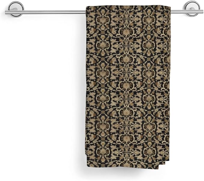 Brown Antique Block Print Kitchen Towels Vintage Floral Dish Towel 16×24 Inch Soft Absorbent Turkish Flowers Hand Cloths for Kitchen Drying Decore Set of 2
