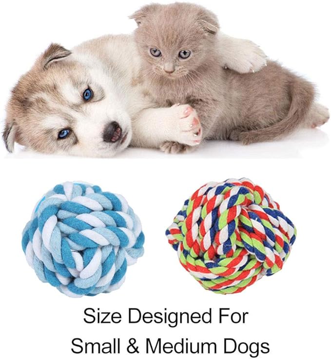Dog Rope Ball 2Pack - Medium Breeds Knot Ball Rope Toys for Puppies to Medium Dogs, Teething Chewing, Tug and Boredom Relief
