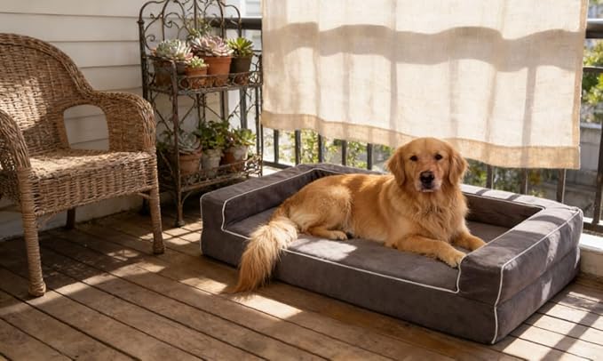 XX-Large 7 Inch Solid Orthopedic Memory Foam Dog Bed for Arthritis Relief & Hip Dysplasia - Bolster Couch Style with Premium YKK Zipper Waterproof Washable Cover for Senior Dogs 100-200lbs