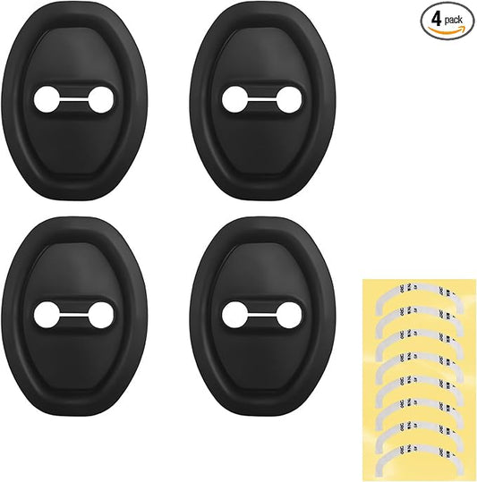 4PCS Car Door Lock Latch Cover, Silicone Door Lock Protector Silent Shock Absorption Pad, Self-Adhesive Latch Guard Rust Stopper Universal Decoration for Most Vehicles