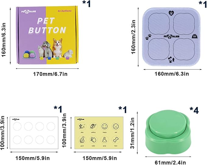 4 Piece Set Button for Dogs Talking Dog Button Teach Your Dog to Talk Dog Training Button for Communication