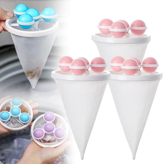 3Pcs Pet Hair Remover for Laundry, 2026 New Floating Hair Filtering Mesh Removal, Reusable Lint Catcher for Washing Machine (Pink)