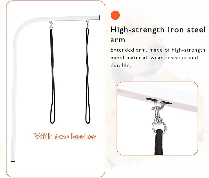 LEIBOU 36-inch Height Adjustable(23''~33.8'') and Foldable Pet Dog Grooming Table with Grooming Arm & 2 Noose for Dog Cat Pet Grooming Maximum Capacity Up to 260lbs