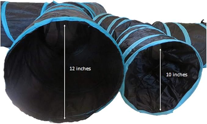 Feline Ruff Premium 4 Way Cat Tunnel. Extra Large 12 Inch Diameter and Extra Long. A Big Collapsible Play Toy. Wide Pet Tunnel Tube for Rabbits, Kittens, Large Cats, and Dogs.