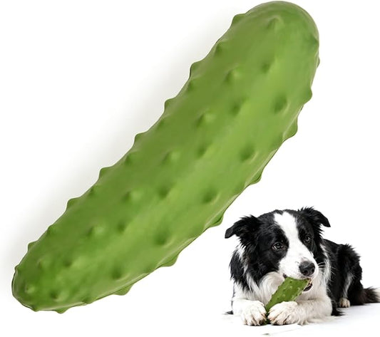 LIFLIX Tough Squeaky Dog Toys, Durable Dog Chew Toy with Natural Rubber, Teething Toys for Medium Large Breeds, Cucumber Pickle Shape
