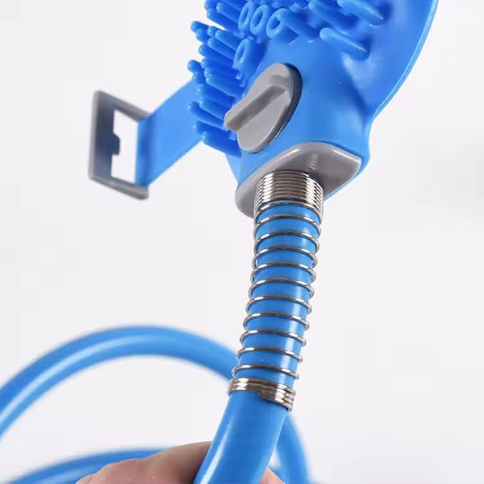 Pet Shower Brush Sprayer Dog Bath Sprayer Cat Grooming Tool – Adjustable Wrist Strap, Multi-Spray Modes, Flexible Hose – Faucet Attachment for Pet Bathing, Massage Bristles for Anxiety Relief