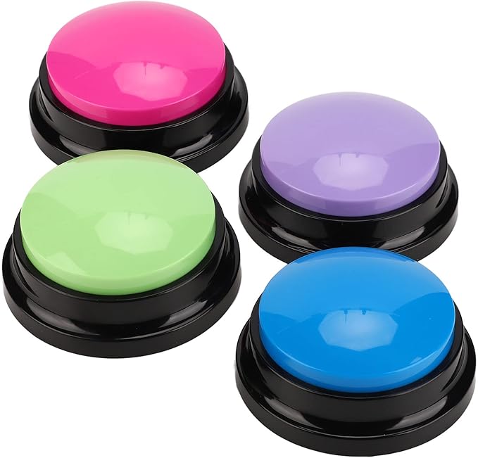 Sanpyl Dog Buttons, 4Pcs Dog Talking Set Voice Recorder for Dog Communication, Pet Recordable Buttons 30s Clear Voice Recording Funny Dogs Cats Pets, Easy Press