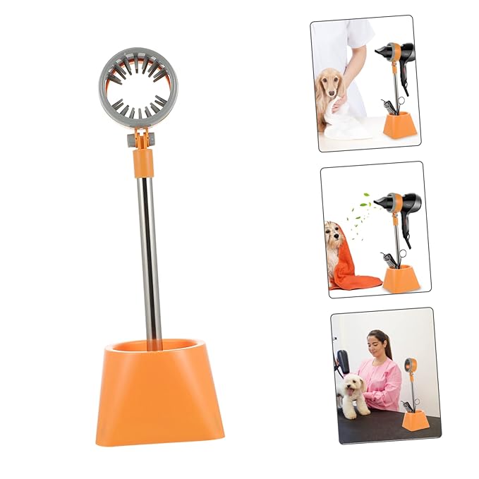 Floor-Standing Hair Dryer Holder Punch-Free Rack for PET Grooming Adjustable Height Stand for Easy Storage for Home and Salon Use