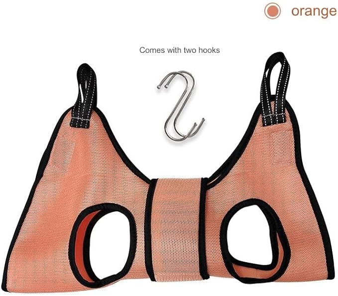 Dog Grooming Hammock, Cat Hanging Harness for Nail Trimming with Nail Clippers, Dog Sling for Nail Clipping, Grooming Harness for Dogs at Home (Orange, s)