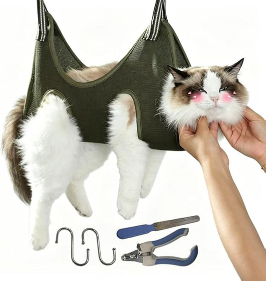 Cat Grooming Hammock, Anti Scratch pet Grooming Hammock for Small Dog can be Hung and Fixed, Dogs&Cats Nail Trimming Restraint, Nail Files, Suitable for Daily pet Care