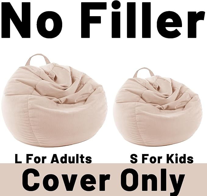 LPMOERA Stuffed Animal Storage Bean Bag Chair Cover (No Filler) For Kids and Adults.Pets Dogs/Cats Lazy Beds.Soft Premium Corduroy Stuffable Bean Bag For Organizing Children Plush Toys or Memory Foam