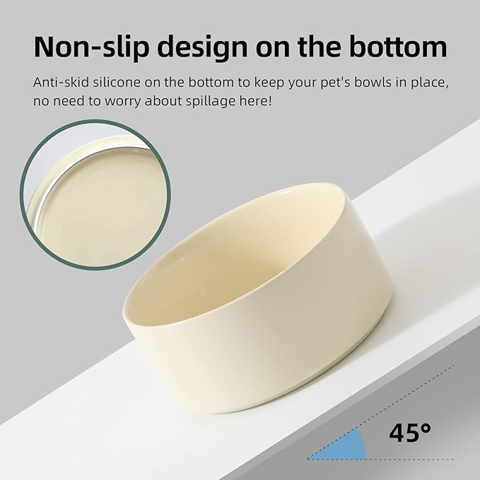 Havniva 5.1inch Ceramic Raised Dog Bowl with Stand, Double Dog Bowls Elevated for Small Breed Dog Food and Water Bowl Set Non-Slip Dog Dish Large Capacity Feeding Pet Water Bowl