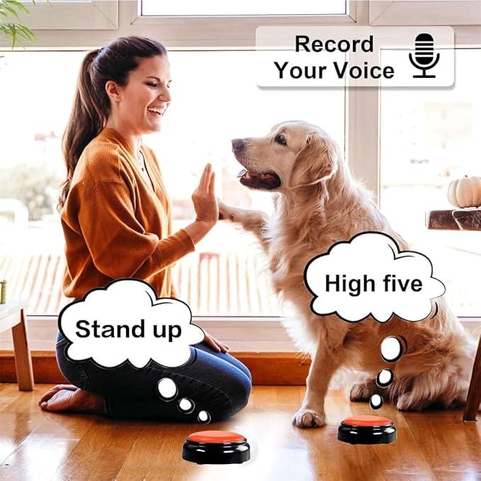 Recordable Talking Button, Dog Buttons for Communication Pet Training Buzzer, 30 Seconds Record & Playback, Funny Record Buttons for Pet, Classroom, Office, Home
