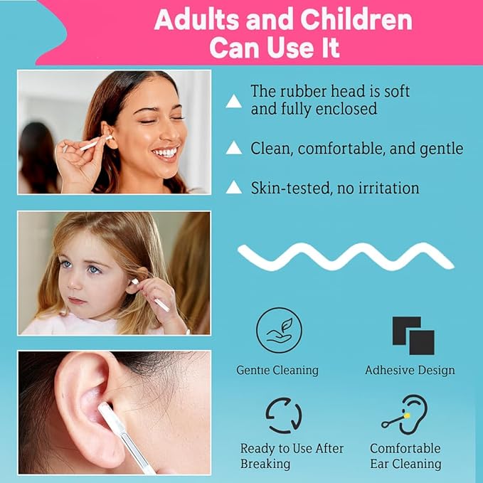 Sticky Ear Cleaning Stick 24 Pack, Adhesive Ear Cleaner with Washable Design, Reusable Soft Sticky Ear Swabs for Gentle Ear Cleaning, Portable Ear Wax Removal for Adults (Olive Green)