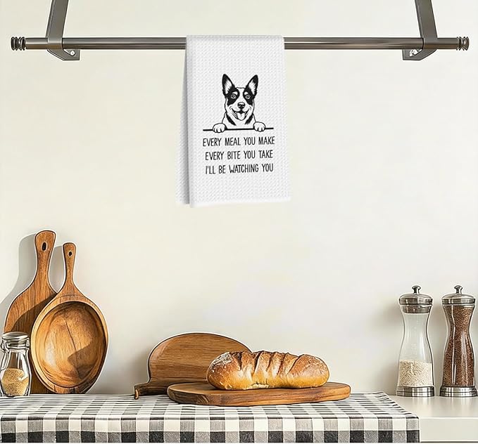 Funny Australian Cattle Dog Kitchen Towels, Australian Cattle Dog Gifts for Women Mom, Reusable Hand Towels for Kitchen Bathroom Decor,Waffle Weave Microfiber Absorbent Dish Towel Tea Towel 14x24 inch