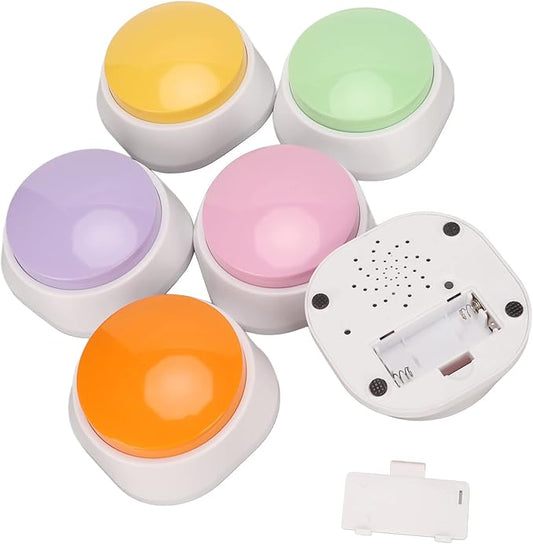 6 PCS Voice Recording Button, Dog Buttons, Communicati Recordable Dog Talking Buttons Set, Dog Buttons for Communication, Pet Command Buttons for Training Cats Dogs