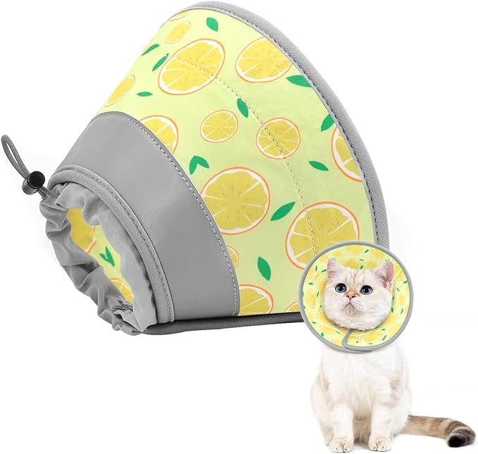 Cat Cone Collar Soft to Stop Licking, Adjustable, Foldable Lightweight Kitten Cones After Surgery Recovery for Cats & Kittens, Cat Cone Alternative, Easy Eating (Yellow, S)