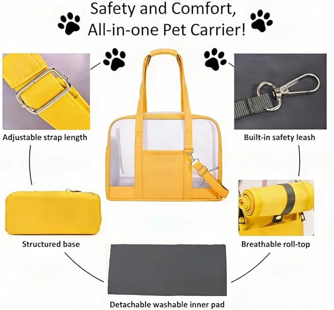 Dog Purse Carrier for Small Dogs-Pet Carrier Purse for Kitty and Puppy Soft Sided Carrier with Breathable Mesh Lightweight Pet Carrier Sling for Outing Travel Vet-Yellow