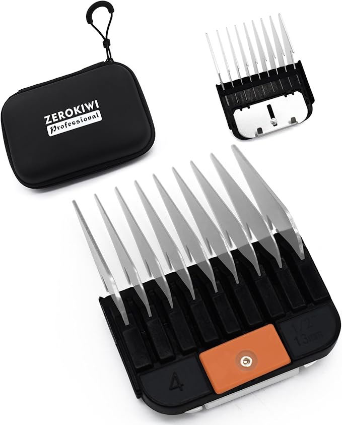 Professional A5-Style Animal Clipper Stainless Steel Color-Coded Snap-on Attachment Guard Guide Comb, 1/8"-1" Compatible with Wahl KM Series Oster A5 Andis Detachable Blade Pet Dog Groomers (#4-1/2")
