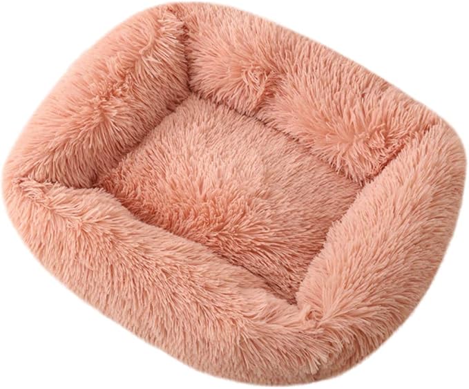 La La Pet® Donut Dog Cat Bed Cozy Cave Pet Bed Burrow Dog Bed Calming Cuddler Self-Warming Pet Bed Soft Plush Pet Cushion Improved Sleep for Cats Small Medium Dogs Rose S