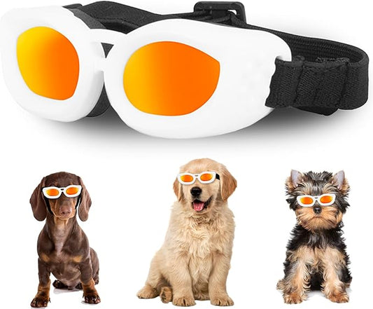 Dog Goggles Small Breed, UV/Wind/Dust/Fog Protection Pet Sunglasses with Adjustable Strap,Outdoor Dog Sunglasses for Small Dogs,Easy Wear