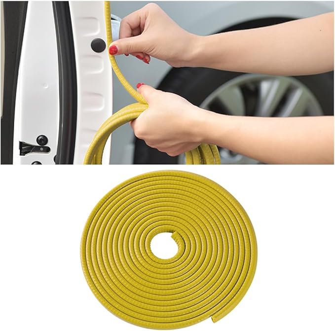 Osilly Car Door Edge Guards, 16Ft Rubber Seal Car Door Edge Trim, U Shape Door Edge Protector Guard, Aluminum Weather Proofing Automotive Door Edge Molding Protection for Most Car (Yellow)