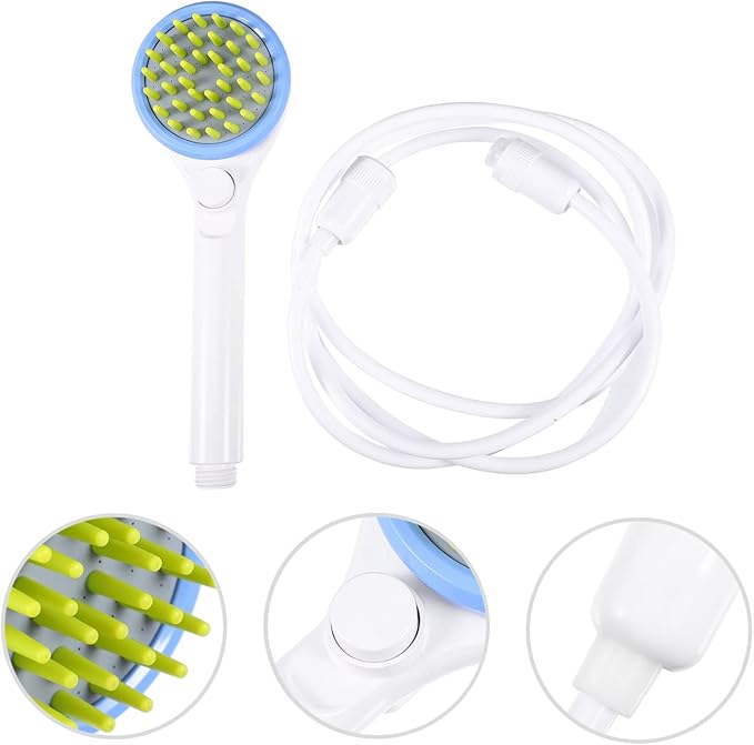 BESPORTBLE Portable Dog Shower Sprayer with Hose Pet Puppy Bathing Sprinkler and Massage Scrubber for Long Haired Pets Easy One Hand Rinse and Brush Bathing