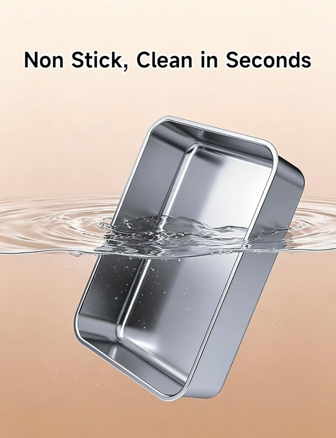 Stainless Steel Cat Litter Box, Extra Large XL Odor Free Metal Litter Box with High Sides Lid, Open Top Litter Pan Include Scoop Easy Cleaning Kitty Cat Box Anti-Urine Leakage, Non-Sticky