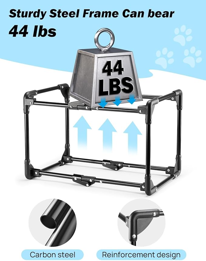 JOYTUTUS Pet Day Special, 20 Inch Collapsible Dog Crate, Steel Frame 8-Bar Foldable Soft Kennel, Portable Travel Crate for Puppy & Small Dog Up to 13lbs, Oxford Cat Carrier for Car Indoor Outdoor