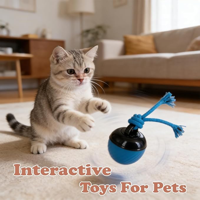 Power Tail 2.0 Pet Toy, Motion Activated Interactive Dog & Cat Toy - Squeaky Active Rolling Ball with Flashing Colorful Lights, Smart Jumping Ball for Small & Medium Pets