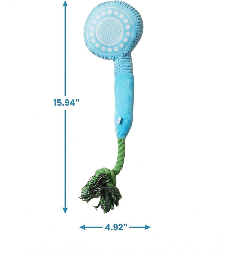 2-Pack Funny Squeaky Dog Toy Bundle - Cute Body Wash & Shower Head Plush Set - Interactive Spa Themed Soft Stuffed Toys for Puppies, Small & Medium Dogs - Dog Bath Time Gift