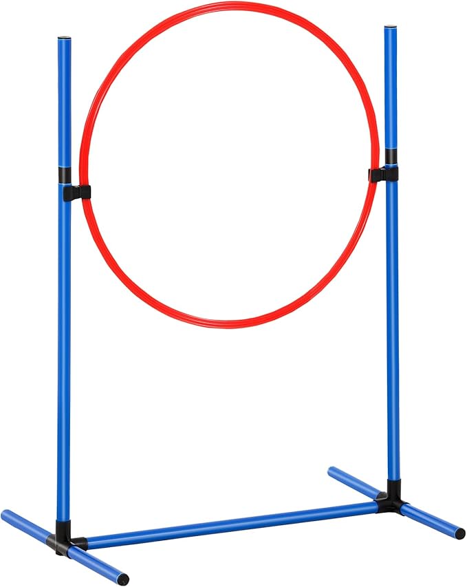 VEVOR Dog Agility Training Equipment, 13pcs Dog Agility Course Backyard Set, 2 Tunnels with Sandbags,Adjustable Hurdles,Weave Poles,Jump Ring,Pause Box, Puppy Obstacle Course Kit with Storage Bag