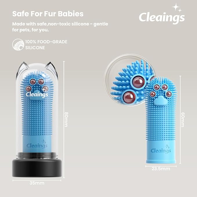Dog Finger Toothbrush with Flavor Burst Beads, 360° Silicone Dog Toothbrush Kit for Dogs & Cats, Deep Teeth Cleaning, (36 Beads per Brush), No Pet Toothpaste Needed - 4 Pcs Lamb Flavor