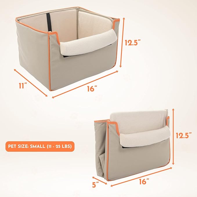 CO-PILOT Dog Car Seat, Foldable Dog Booster Seat for Small Dogs, Dog Car Harness