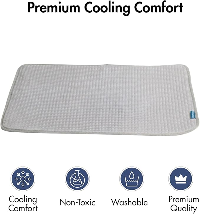 Spark Paws Cooling Mat for Dogs - Self Cooling Dog Mat & Pet Cooling Pad for Large, Medium & Small Dogs - Non-Toxic, Non-Gel Washable Cooling Bed - Waffle Grey - Size XL
