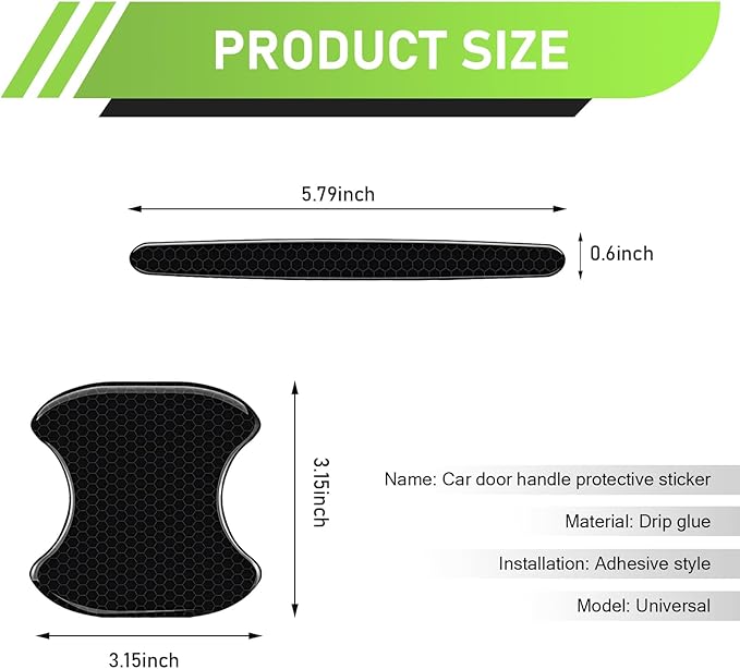 8PCS Car Door Handle Protector, Reflective Car Door Handle Bowl Stickers, Self-Adhesive Anti-Scratch Doors Handles Paint Protective Film, Universal Protection Guard for Most Cars (Black)