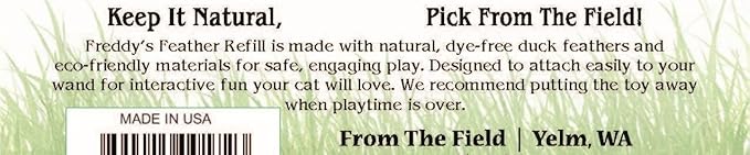 from The Field Freddy's Feather Wand Refill | Natural Cat Toy with Dye-Free Feathers | Eco-Friendly Cork & Hemp String | Interactive Play for Cats | USA-Made Feather Replacement Attachment