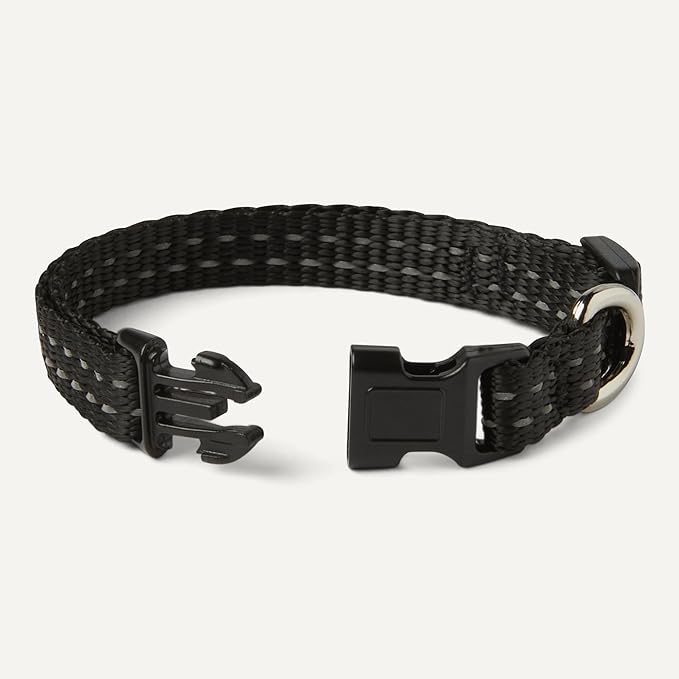 Amazon Basics Polyester Dog Collar XS, Adjustable Length 8.7"-13.5", 0.7" W, Black