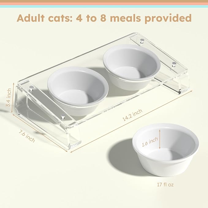 AITEE Elevated Cat Food Bowl, Ceramic Raised and Tilted Water Bowl, Non-Slip Ceramic Dog Bowls for Puppy and Kitten Cats 45.8 OZ