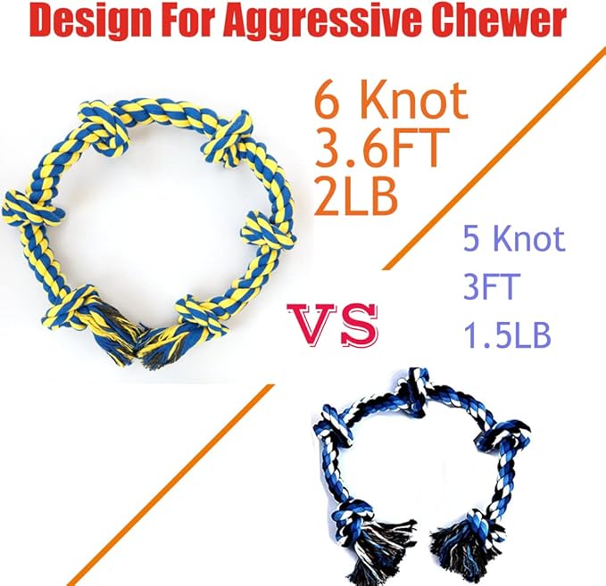 Large Dog Rope Toys for Aggressive Chewers - Pitbull Tug of War, Heavy Duty, Outdoor, Medium to Large Breed, Durable Dog Tug Toys with Handle