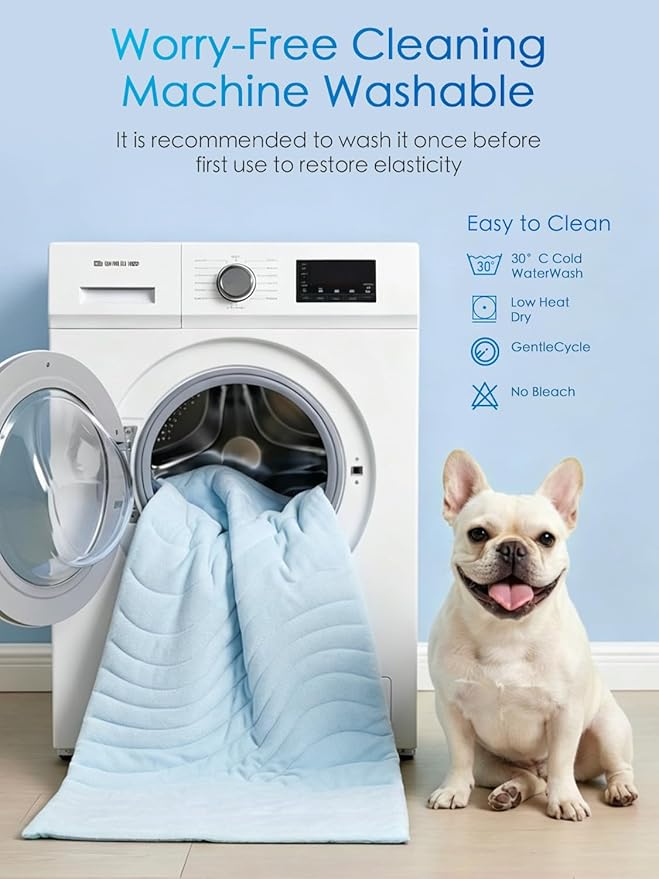 BECEMURU Dog Cooling Mat, Q-MAX＞0.46 Thickened Breathable Cold Pad for Summer Active Dog, 48"x28" Portable Washable Kennel Crate Pet Bed, Rapid Cooling Durable Non-Gel Blue