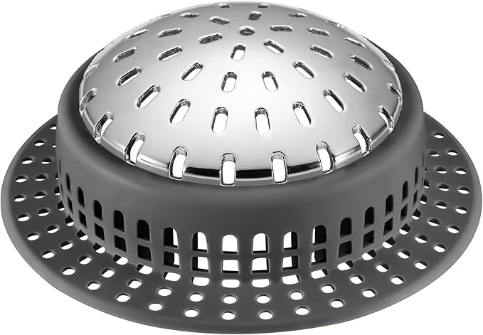 Aluvor Bathtub Drain Hair Catcher Shower Drain Cover Sink Drain Protector for Pop-Up & Regular Drains, Dark Gray