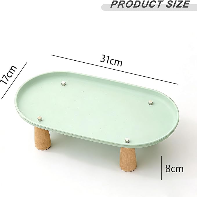 Generic Cat Bowl Raised Stand Rack to Protect Cat Neck Sturdy Non Slip Stable for Feeder Stand Elevated Holder, Green 31cmx17cm