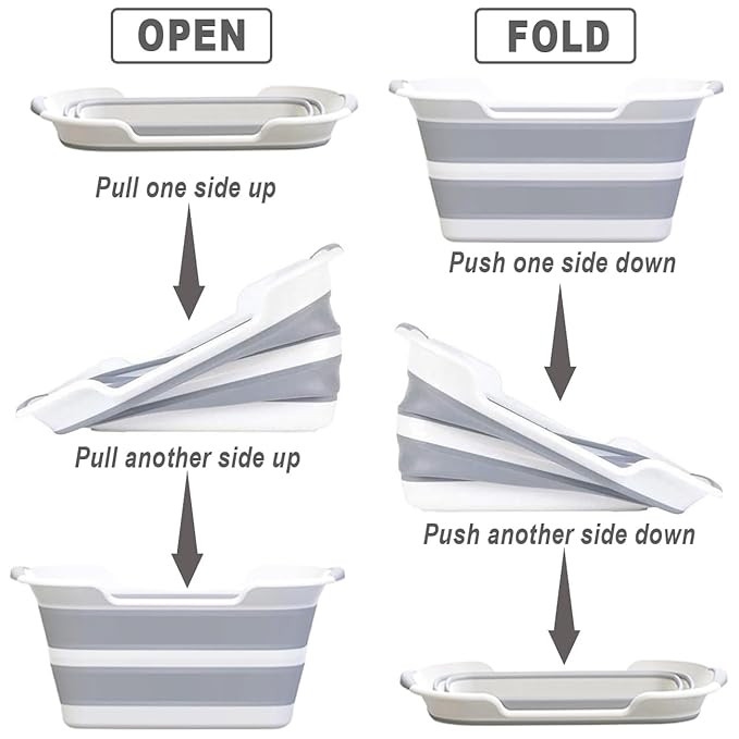 Multi-Functional Collapsible Dog Bathtub with Brush,Drainage Hole, 7.1 Gal/27L Portable Laundry Basket, Foldable Small Pets Bathtub, Bathing Tub for Puppy Small Dog Cat (Grey)