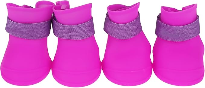 Yctze 4pcs Silicone Protective Dog Boots, Antislip Snow Shoes for Small Dogs, Ideal for French, Cute Pet Rain Wellies (L)