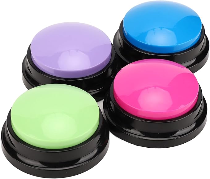 YOUTHINK Smart Record Talking Buttons, Easy to Use, Clear Recording, 4pcs Dog Communication Buttons for Promoting Pet Communication, PurpleGreenPinkBlue