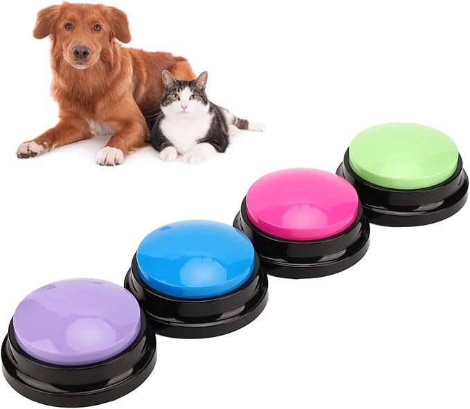 Sanpyl Dog Buttons, 4Pcs Dog Talking Set Voice Recorder for Dog Communication, Pet Recordable Buttons 30s Clear Voice Recording Funny Dogs Cats Pets, Easy Press