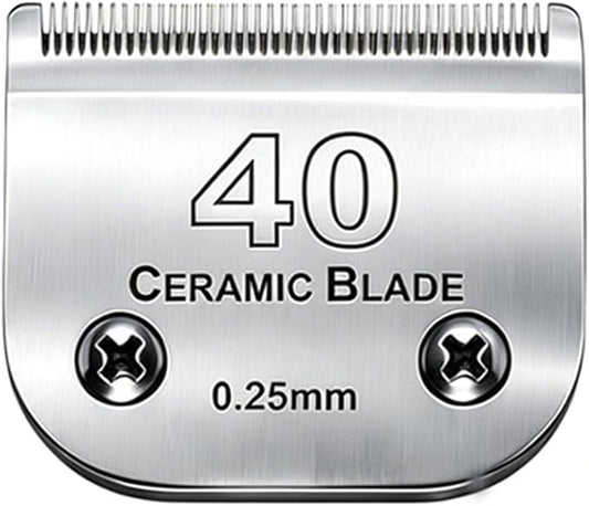 #40 Blades Dog Grooming Clipper Replacement Blades Compatible with Andis/Wahl/Oster Dog Clippers,Detachable Ceramic Blade & Stainless Steel Blade,Size #40 Cut Length 1/100"(0.25mm)