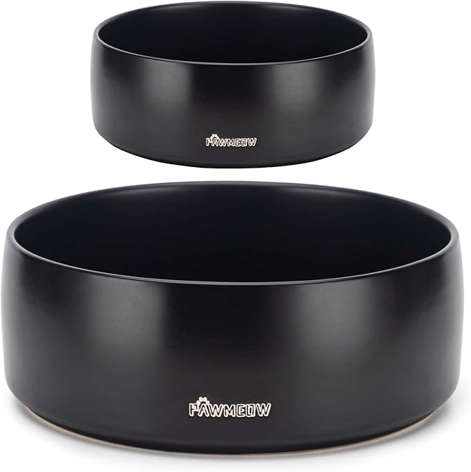 Ceramic Dog Bowl | 5.5inch Dog Bowl, Spill Proof, Non-Slip Pet Feeding Bowl for Small & Medium Breed(16 oz) (Black, 5.5-8inch)