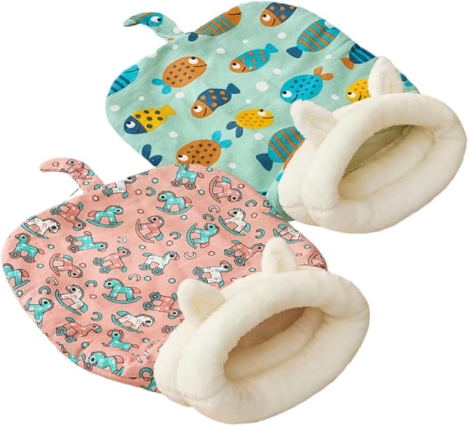 Sleeping Bag for Cats, Cozy Self Warming Cat Sleeping Bag for Indoor Cats, 360° Wrap Cat Hideaways Pet Snuggle Sack for Sleeping Relax Play (Pink+Green)